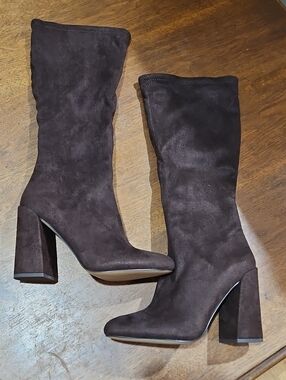 Jessica Simpson Dark Brown Mid-Calf Block Heel Boots